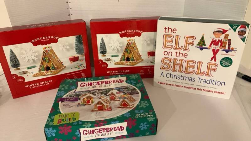 lot 2005 image: The elf on the shelf and gingerbread houses