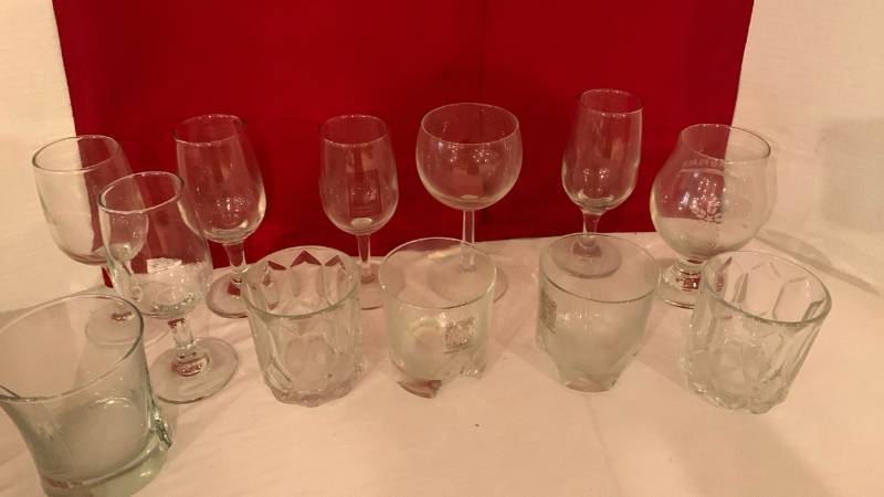 lot 2049 image: Assorted Glassware Lot Chivas Regal and Midwest Winefest Logo Glasses