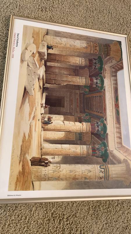 lot 2082 image: Framed David Roberts Grand Portico Philae 1838 30x23