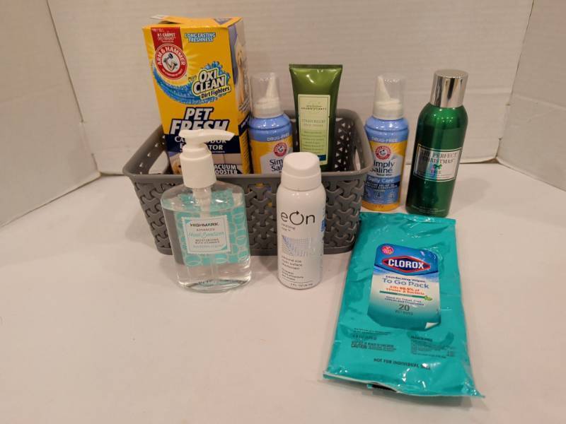 lot 2211 image: Bathroom lot with Pet Fresh, hand sanitizer and more