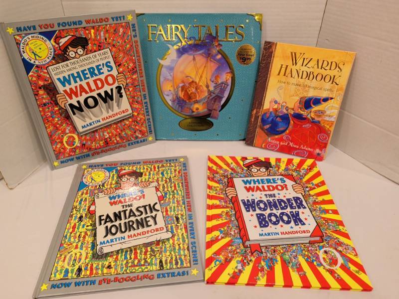 lot 2254 image: Lot of 5 Books Wheres Waldo Now, Fantastic Journey, Wonder Book, Fairy Tales