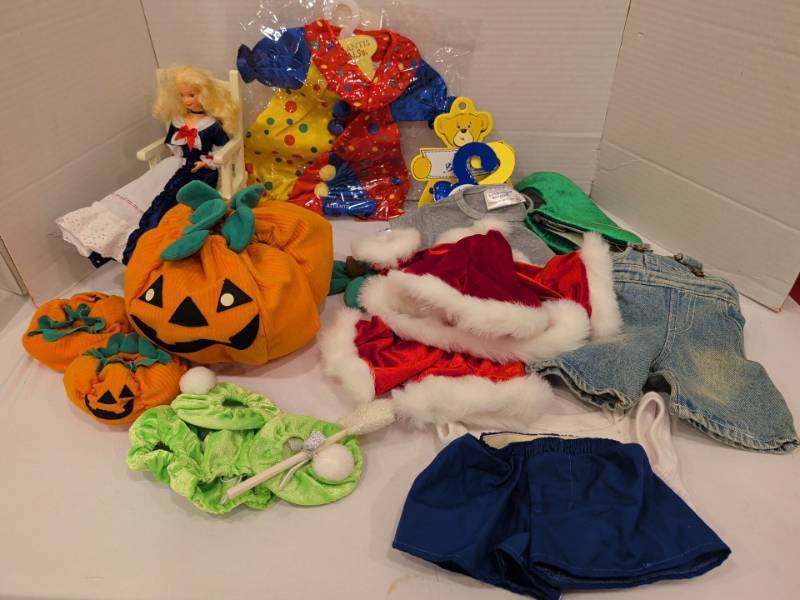 lot 2265 image: Build-A-Bear Workshop Clothing Lot Halloween Christmas and Atlantis Clown Outfits
