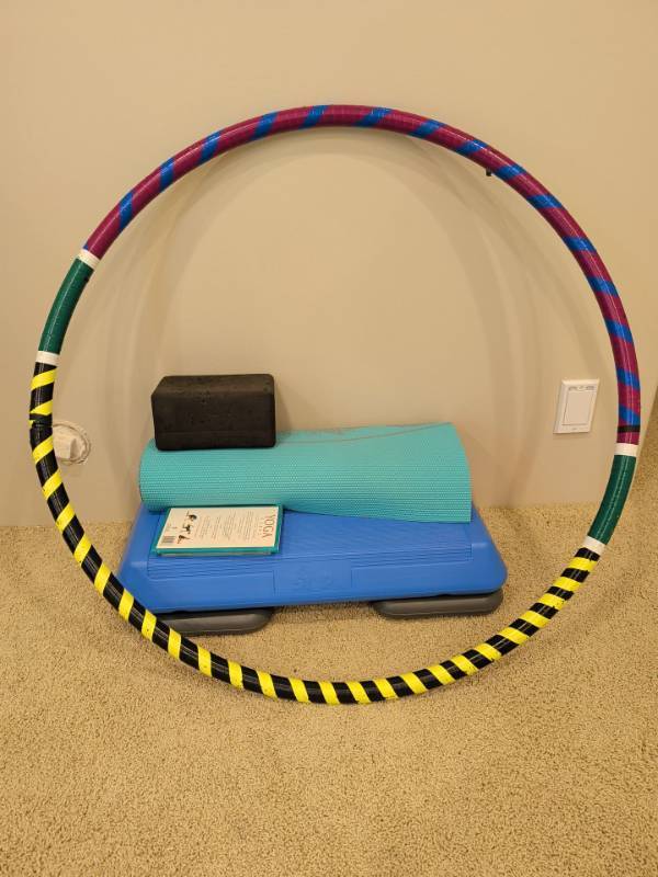 lot 2272 image: The Step Aerobic Step Platform with Yoga Mat, Yoga Block, Yoga Class Book and Hoop