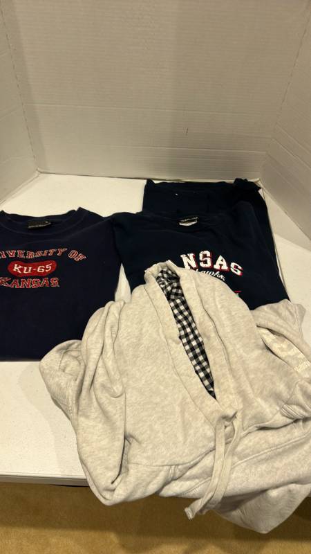lot 2333 image: KU crew neck sweaters, Pink hoodie size L