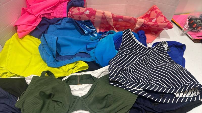lot 2370 image: Bathing suits and more size M, and 10 with nice swim bag
