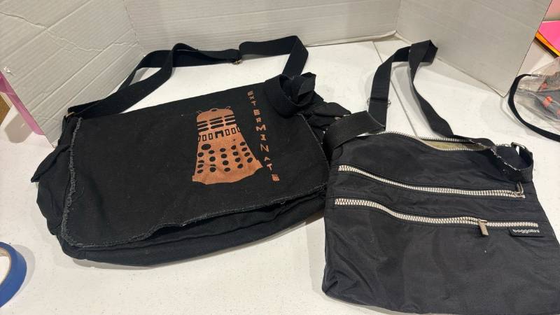lot 2382 image: Baggallini Black Nylon Crossbody Bag and Black Canvas Shoulder Bag Lot