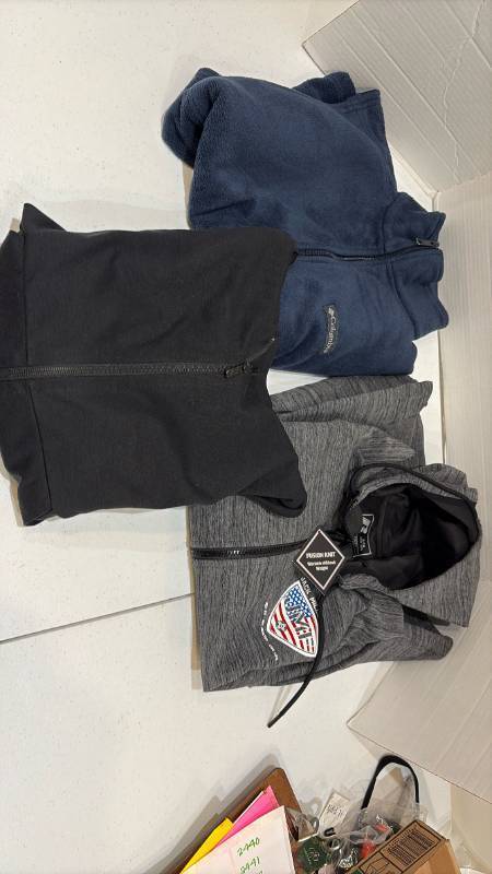 lot 2426 image: Lululemon jacket, Columbia vest, Russell jacket
