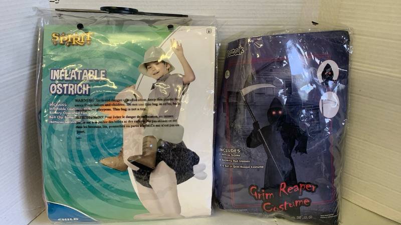 lot 3093 image: Spirit Inflatable Ostrich Child Costume and Grim Reaper Costume XL Lot