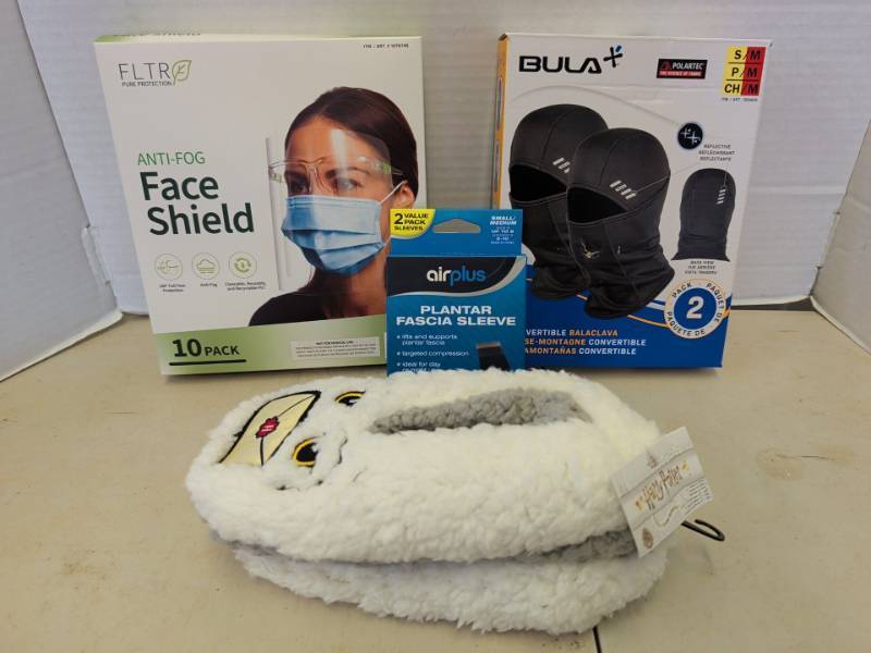 lot 3113 image: Lot FLTR Face Shield, Bula 2 Pack Balaclava, Airplus Plantar Fascia Sleeve