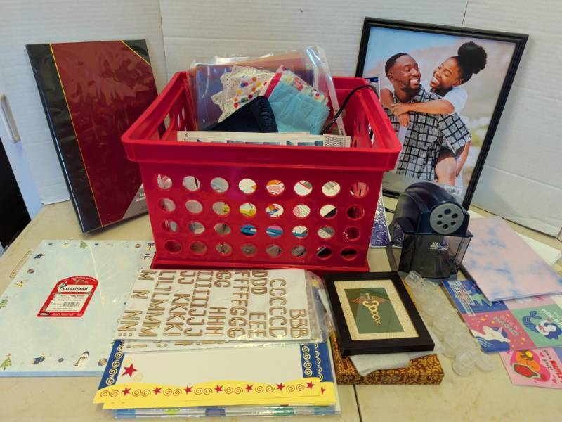 lot 3202 image: Mixed Lot Craft and School Supplies with X-Acto School Pro Pencil Sharpener