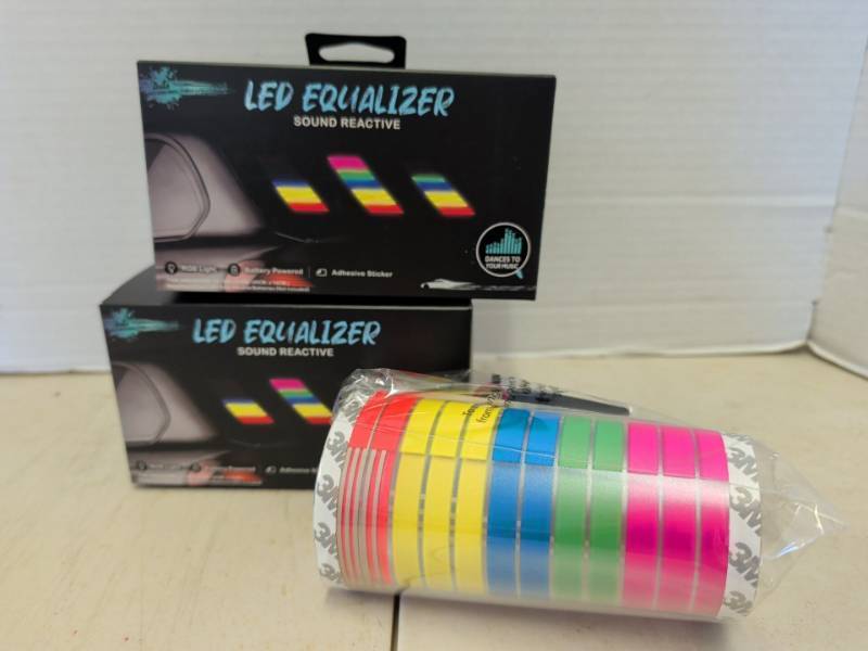 lot 3208 image: LED Equalizer Sound Reactive RGB Adhesive Light Strip 16.75 x 5.5 in qty 3