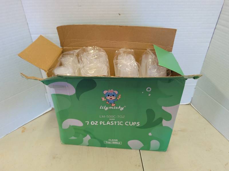 lot 3308 image: lilymicky 7 oz Clear Plastic Cups 500 ct LM-500C-7OZ