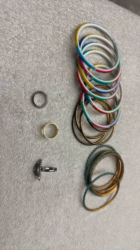 lot 1535 image: Lot of Bangle Bracelets and 3 Rings