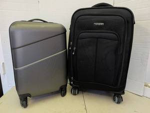 lot 3502 image: Samsonite Black Spinner Suitcase and Gray Spinner Suitcase Lot of 2. Largest 24x14x10