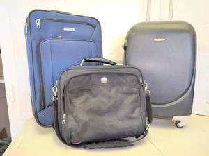 lot 3504 image: American Tourister Suitcase Lot with Hard Shell Spinner and Shoulder Bag