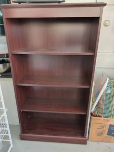 lot 3702 image: Freestanding Open Bookcase Reddish-Brown Finish 62x35x11
