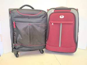lot 3720 image: American Tourister Black Softside Suitcase and Red Softside Suitcase Lot of 2