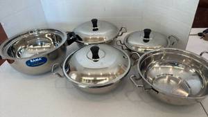 lot 3722 image: RAMA Stainless Steel Insulated Casserole  Hot Pot and Atlas stainless steel dishes