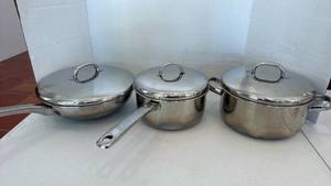 lot 3723 image: Command performance stainless steel pots, and frying pan