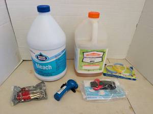 lot 3818 image: Household Lot Novel Wash Bleach 1 Gal, Servpro Bonnet Brite 460, Hex Key Set