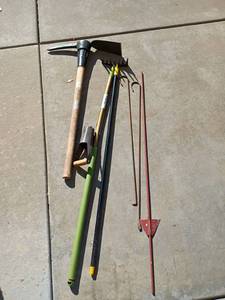 lot 4001 image: Gardening Tools plus an Axe Pick