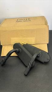 lot 4119 image: EMTEK Door Handle Pair Black Finish With Backplates