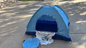 lot 4125 image: Dome Camping Tent with Metal Stakes and Carry Bag