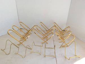 lot 4210 image: Gold Tone Display Easel Stand Lot Flat Bar and Twisted Wire Styles