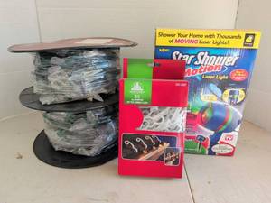 lot 4213 image: Enchanted Forest 200 C6 LED Light Set x2 Lot with Star Shower Laser Light