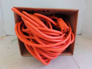 lot 4229 image: Orange Extension Cord with Single Outlet Connector, Coiled