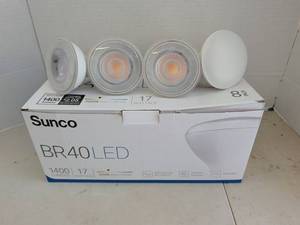 lot 4233 image: Sunco BR40 LED Light Bulbs 17W 1400 Lumens 3000K 9 Pack, and 3 additional bulbs without a box
