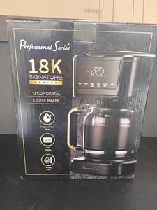 lot 4325 image: New in Box.  Professional Series 18K Signature Series 12cup Digital Coffee Maker