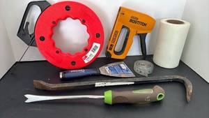 lot 4401 image: GB FTS-50B 50 ft Steel Tape and Stanley Bostitch Heavy Duty Stapler and other Tools