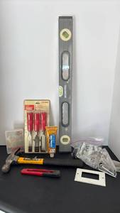 lot 4402 image: WORKPRO Level, Project Source 3 pc Wood Chisel Set, 16 oz Hammer and more
