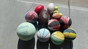 lot 4425 image: Basketballs Footballs Tennis Balls Incl Wilson NFL Football