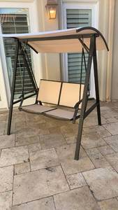 lot 5026 image: 2-Seat Outdoor Porch Swing with Canopy