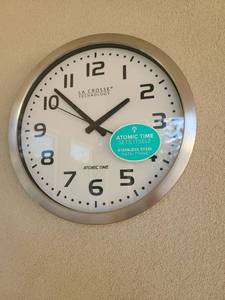 lot 5029 image: La Crosse Technology Atomic Wall Clock Stainless Steel Frame, 16diam.