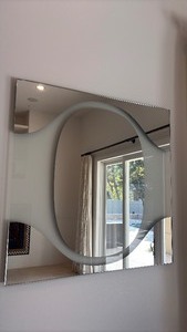 lot 19 image: Square Wall Mirror with Curved Band Cutout