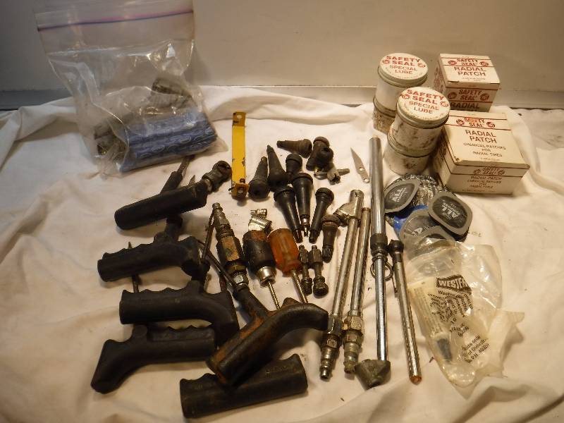 lot 1188 image: Tire patch kit items and misc tools