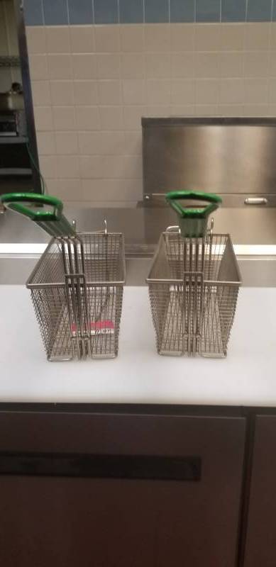 lot 9507 image: (2) Stainless Fryer Baskets