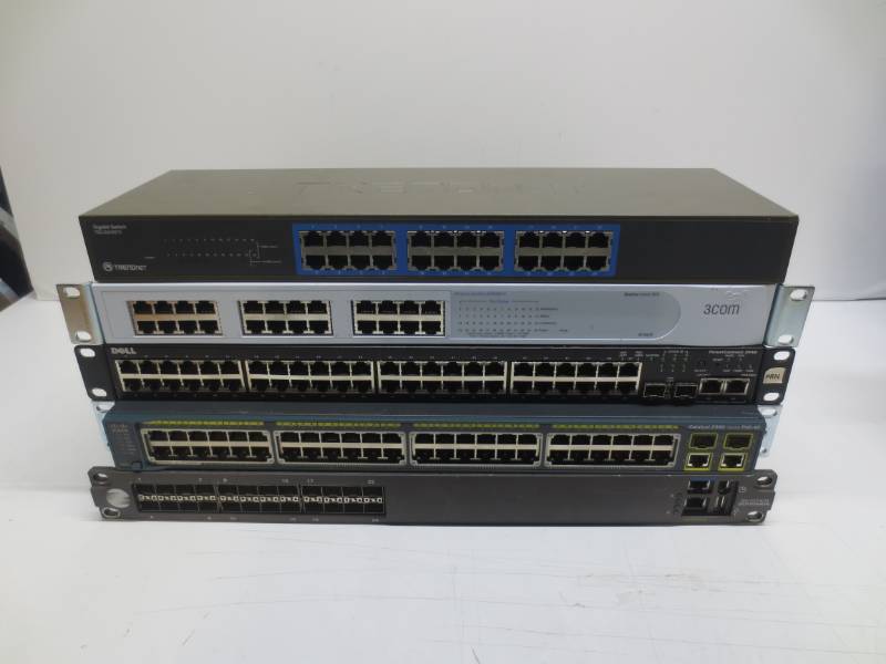 lot 1200 image: Lot of 5 misc network switches