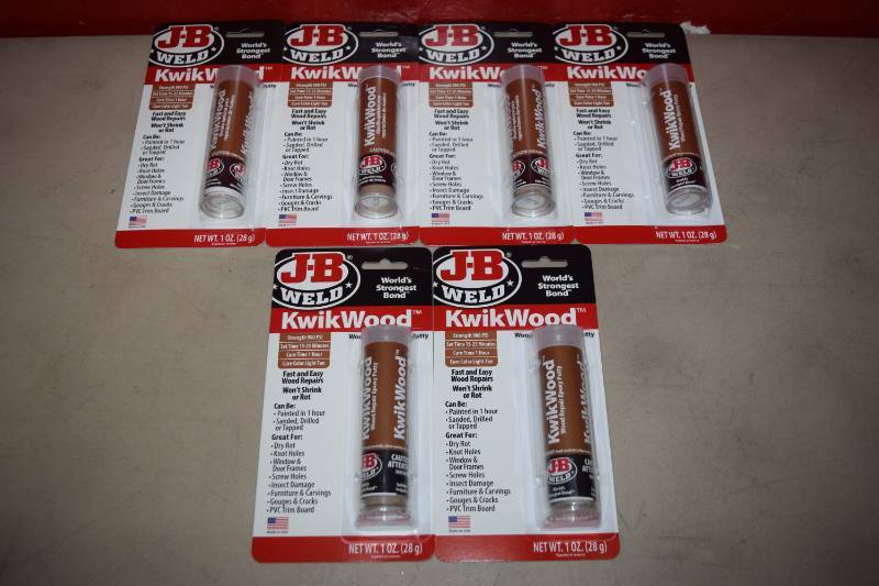 lot 484 image: 6 Tubes JB Weld Kwik Wood Epoxy Repair Putty