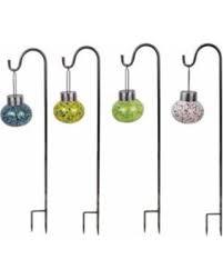lot 300 image: Infinity Glass and Iron Solar Lanterns on Shepherds Hooks