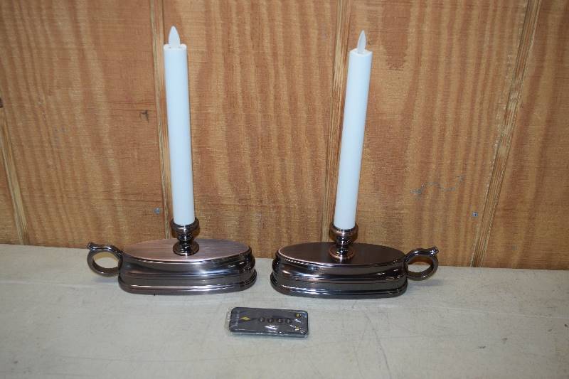 lot 76 image: Luminara Pair of Flameless Candlesticks with Remote