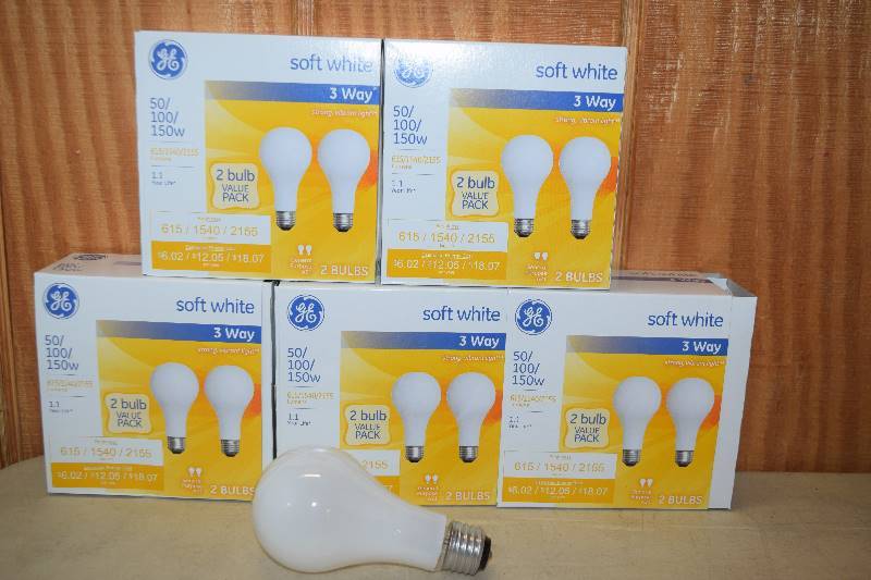 lot 343 image: 11 GE Soft White 3 Way Bulbs