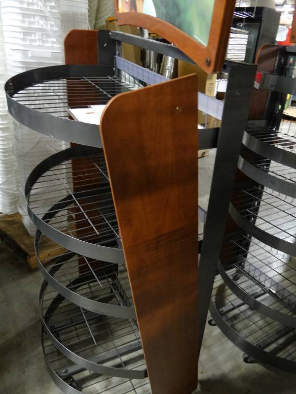 lot 9303 image: Wood & Metal Rolling Display Cart