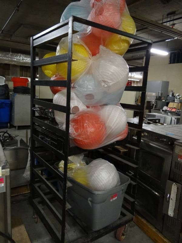lot 9322 image: Metal Rack with Casters Including Contents on Rack