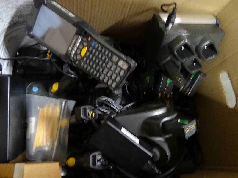 lot 9332 image: Motorola Scanner and Box of Accessories Model # MC9190