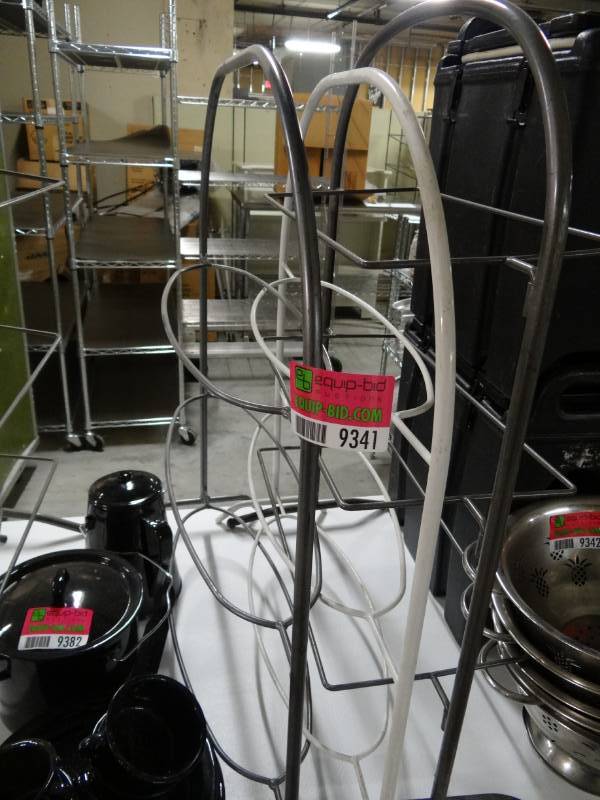 lot 9341 image: Lot of 3 Metal Display Stands with Oval Slots