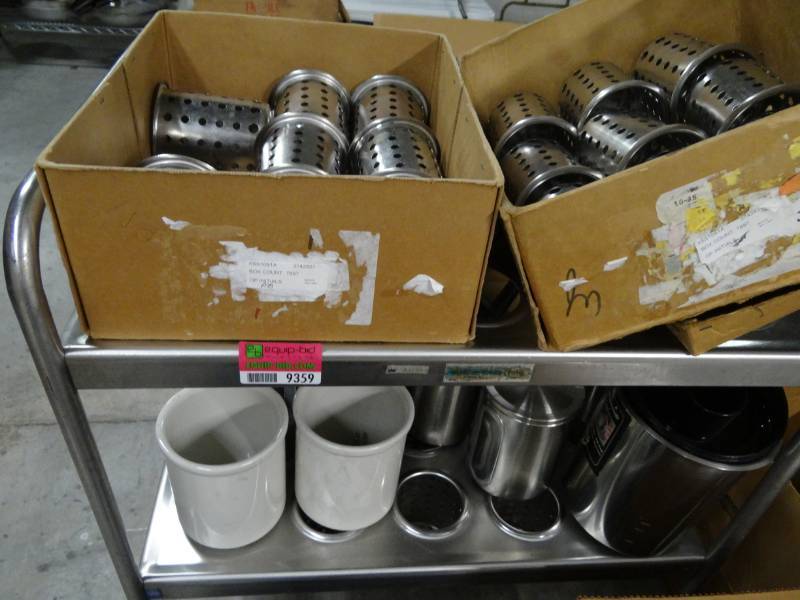 lot 9359 image: Metal Serving Cart and Canisters